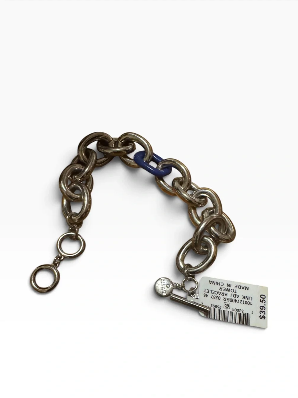Alfani Silver-Tone Chain Bracelet with Blue Link